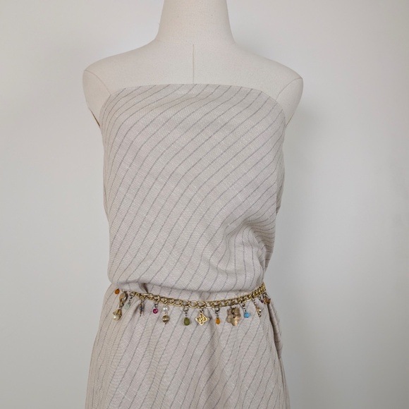 Banana Republic Striped Linen Blend Midi Tube Dress Strapless Sleeveless Bias - Picture 12 of 15